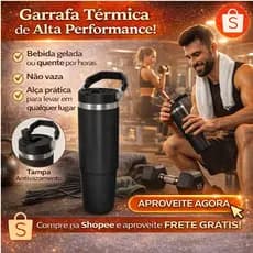 Garrafa Térmica Flip Com Alça e Canudo (900ml) Tumbler Copo Térmico Aço Inoxidável Uso Academia Caminhada Não Vaza Preta