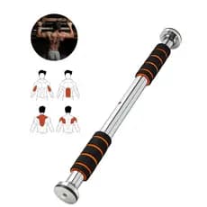 Barra Fixa De Porta Ajustável 62 A 102cm Musculação Treino Casa Academia Prateada Pegada Acolchoada