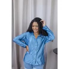 Camisa Feminina Social Manga Longa Franzida com Botões 51659.