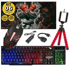 Kit Mobilador Gamer Para Android Com Teclado Mouse Tripé e Adaptador C ou V8 Free Fire