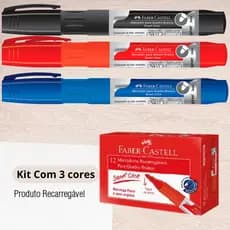 Marcador Quadro Branco Recarregável Azul , Preto e Vermelho - Faber Castell