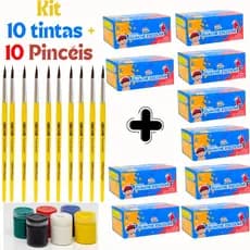 Kit c/ 10 Caixas Tinta Guache + Pincel - Lembrancinha