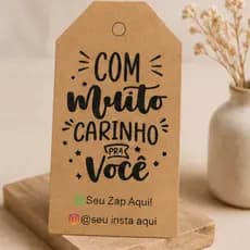 Tag etiqueta personalizada em papel kraft - Com muito carinho pra você