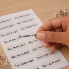 Kit Adesivos Vinil Personalizado com Nome 5x1cm à Prova D'Água Branco/Transparente Etiqueta Identificação
