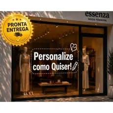 Adesivo Personalizado para Vitrine Loja Roupa Fachada Blindex Vidro Coração