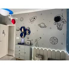 Adesivo de Parede Infantil Personalizado | Universo, Astronauta, Foguete, Planetas e Estrelas