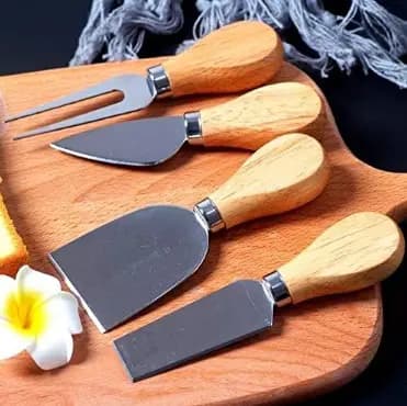 Kit com 4 utensilios em aço Para Cortar Queijo Facas de Queijo