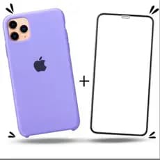 Kit 2em1 Capa + Pelicula Para iPhone 12 Pro Max- Case Silicone Aveludada + Pelicula de Vidro 3D Full Cover