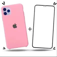 Kit 2em1 Capa + Pelicula Para iPhone 13 Pro Max- Case Silicone Aveludada + Pelicula de Vidro 3D Full Cover