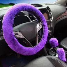 3 Pçs/Set Charme Carro Macio Pelúcia Múltiplas Cores Estojo De Freio De Mão Capa De Volante Acessório De Pele Quente Mod