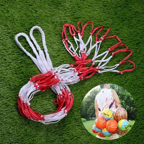 Bolsa Grande Branca Vermelha Para Bola De Malha Resistente Basquete , Futebol , Vôlei , De Rede Transporte