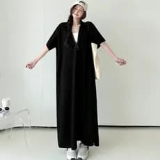 Oladivi Plus Size Mulheres Casual Vestido Solto Verão Manga Curta Oversized Túnica Longa Robe 61195 F118