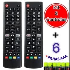 2 Controle Universal Para  Tv Smart + 6 pilhas Compatível LG