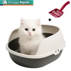 Caixa de Areia Sanitária Bandeja Higiênica Furba Com Arco para Gatos + PÁ Higiênica - FURACÃO PET