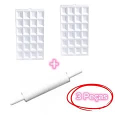 Kit 2 Forma Mini Pastel Ravioli 24 Cavidades e  1 Rolo Massa Reforçado 2 Peças