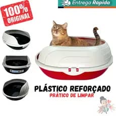Caixa de Areia Sanitária Bandeja Higiênica Grande Com Arco Para Gato Furacão Pet