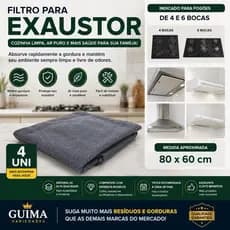 Filtro Para Exaustor e Depurador de Ar Universal 60x80 cm 100% Poliéster Gramatura 100
