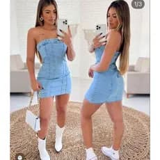 Coolestfeminina 3021  3020 vestido jeans feminino  vestido midi sem lycra