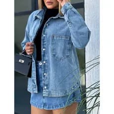 Coolestfeminina 8159 jaqueta jeans feminina casaco blusa casaco bulsas feminina de frio manga longa 8159