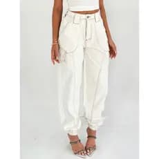 Coolestfemininay 8202 Calça Jeans Feminina  Mom Calca Com Bolsa 8202