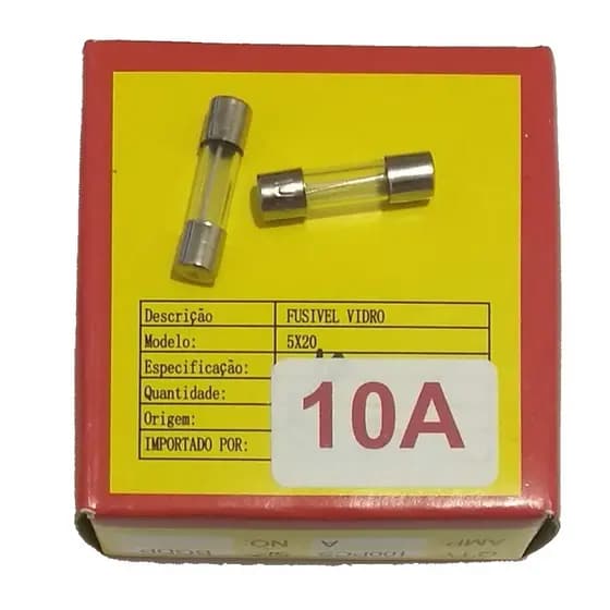 FUSIVEL DE VIDRO 10A 250V 5X20 CAIXA COM 100 PEÇAS