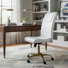 Cadeira de Escritório  Presidente Luxo Sem Braço - Base Dourada Giratória - Branco - Facto Dunas