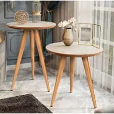 Mesa de Apoio e Lateral Sofá Para Sala Maju Retrô Decor - OFF/FREIJÓ