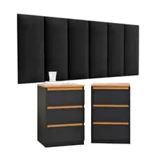 Conjunto 2 Mesas De Cabeceira E Cabeceira Modulada Cama Casal Kit Quarto Conjunto