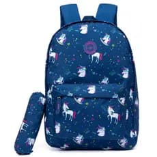 Conjunto mochila unicórnio leve para meninas, mochila escolar reforçada com estojo
