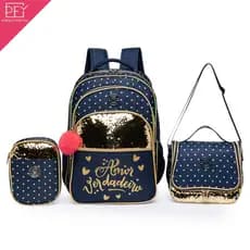 Kit Mochila Escolar Infantil Feminina Volta às Aulas Lancheira Térmica Estojo Original School Backpack