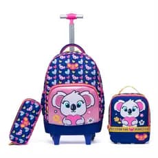 Kit Mochila de Rodinhas Infantil Menina Lancheira Térmica Estojo Reforçada Perfect For You