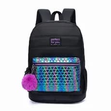 Mochila Escolar Feminina Faculdade Notebook Reforçada Bolsos Laterais Chaveiro Perfect For You