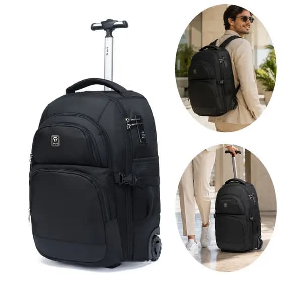 Mochila Executiva de Rodinhas Masculina Notebook Carrinho 2 em 1 Reforçada Cadeado