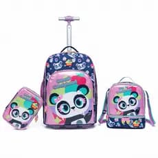 Kit Mochila Rodinhas Lancheira Térmica Estojo Infantil Feminina