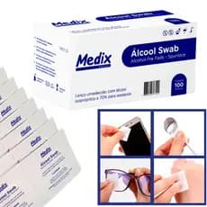 Caixa C/ 100 Lençol Umedecido Swab De Álcool P Higienização