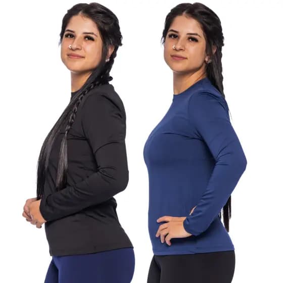 Camiseta Blusa Térmica Feminina Peluciada Manga longa De Inverno Slim Forrada