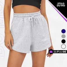 Shorts Moletom Feminino C/ Cós Rebatido Confort Feminina