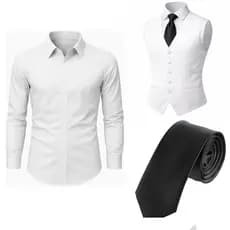 Kit Padrinho C/ Colete Oxford Masculino Slim + Camisa Social Manga Longa + Gravata luxo