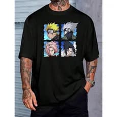 Camiseta Anime Time 7 Uzumaki Kakashi Sasuke Sakura Japones Manga Geek Camisa  Unissex Masculino Feminino   Streetwear