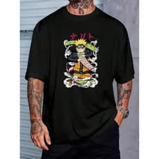 Camiseta Anime Time 7 Raposa Kurama Japones Manga Geek Camisa Unissex Masculino Feminino Plus Size Streetwear Preto