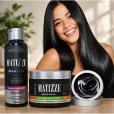 KIT Shampoo e Máscara Tonalizante Preto S/Amônia Cobre Total de Brancos Natural Matizze Hidralise