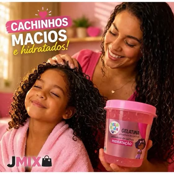 Gelatina Ativadora de Cachos e penteados Infantil Bela Kids 400g Hidratação com Óleo de Coco Vera