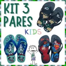 Kit 3 Pares de Chinelo Masculino Menino Super Heróis