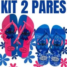 Kit 2 Pares de Chinelo Feminino Adulto Lilo Stichi