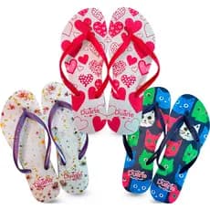 Kit Com 03 Pares de Chinelos de Dedo Feminino Estampados Sortidos Original Duarte