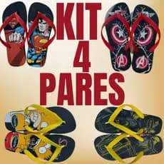 Kit 4 Pares de Chinelo Juvenil Masculino Menino mais Vendidos
