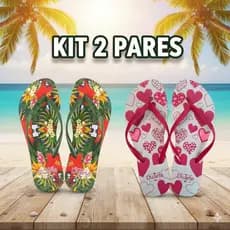Kit 2 Pares de Chinelo Feminino Estampas Sortidas Blogueirinha Mais Vendidos PROMOCAO