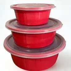 Kit Trio Saladeira Plastica PMG Pote com Tampa Veda Facil