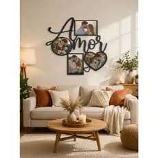 Porta Retrato De Parede Painel Moldura Para Fotos Modelo Amor Em MDF Decorativo Quarto Escritório