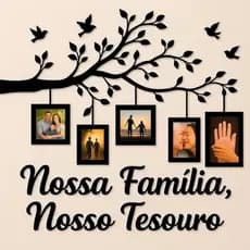 Quadro Decorativo em MDF 10x15 Árvore Molduras Fotos Família Painel Parede